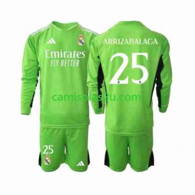 Camisolas de futebol Real Madrid Kepa Arrizabalaga 25 Guarda Redes Criança Equipamento Principal 2023/24 Manga Comprida